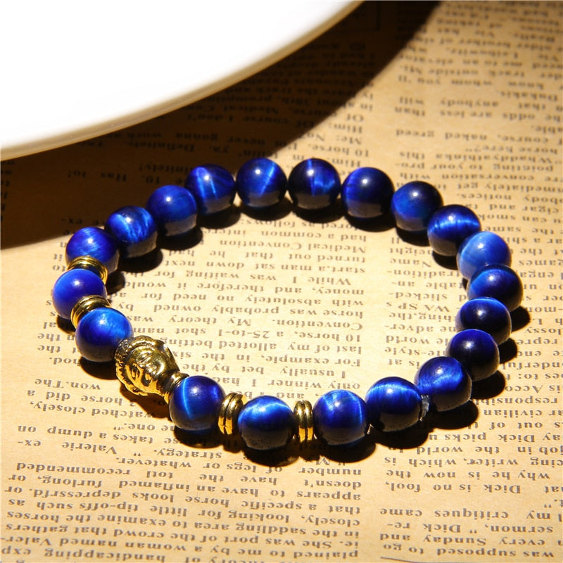 Natural AAA Royal Blue Tiger Eye Stone Beads Bracelet
