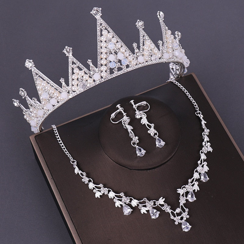 3PCS Crystal Bridal Wedding Costume Jewelry Sets