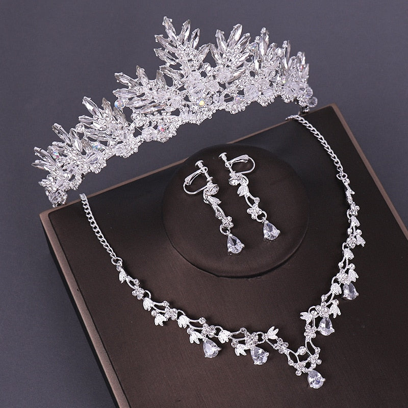 3PCS Crystal Bridal Wedding Costume Jewelry Sets