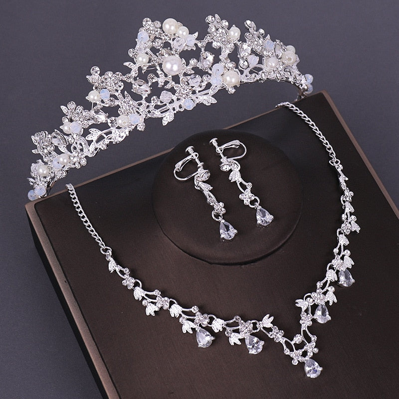 3PCS Crystal Bridal Wedding Costume Jewelry Sets