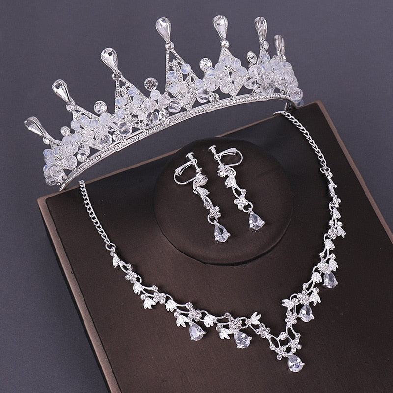 3PCS Crystal Bridal Wedding Costume Jewelry Sets
