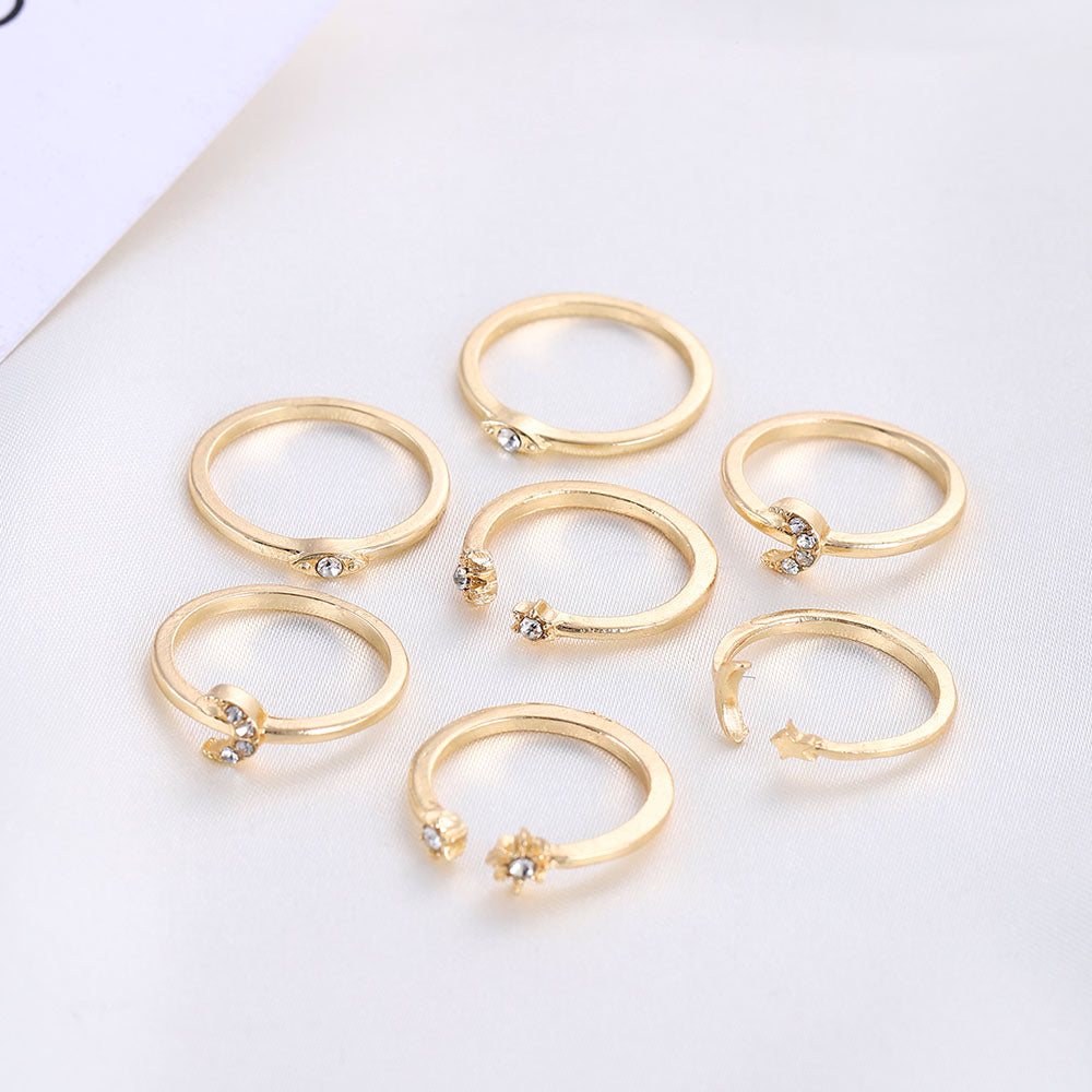Fashion Punk Simple Design Vintage Gold Color Joint Rings Sets