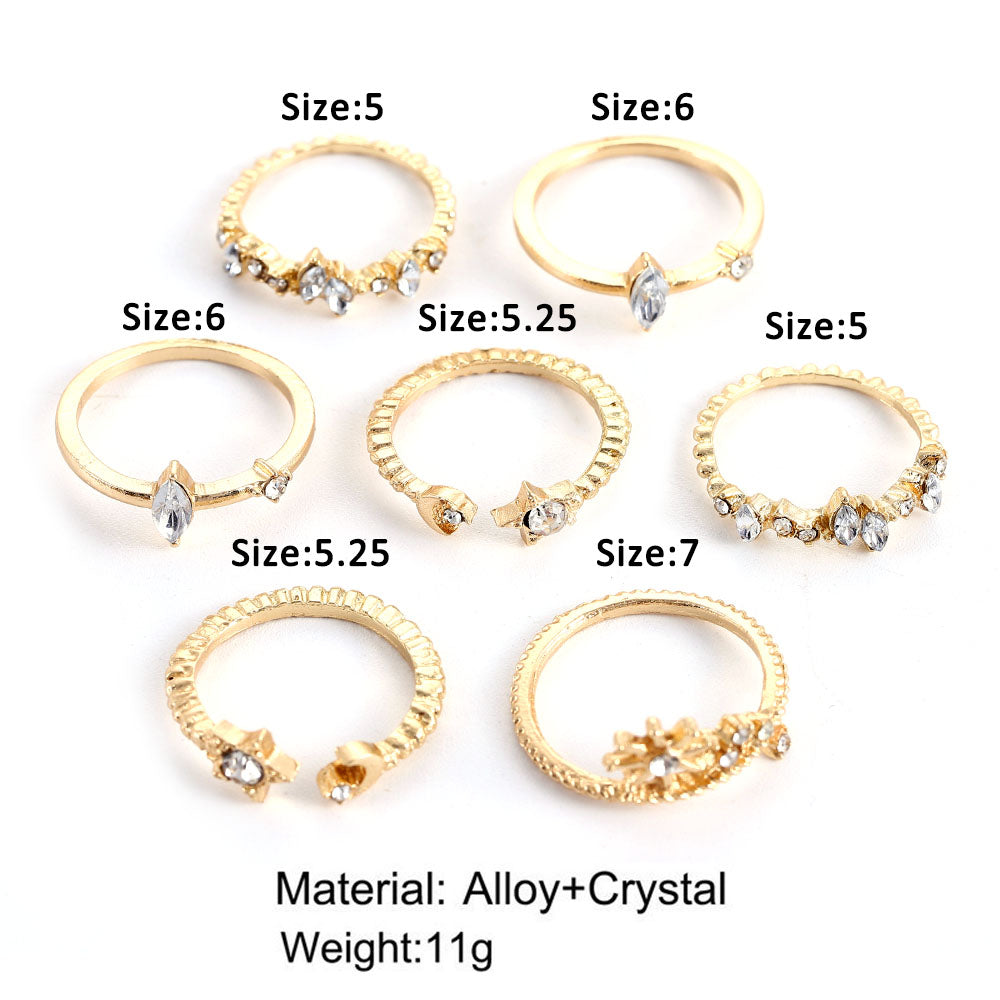 Fashion Punk Simple Design Vintage Gold Color Joint Rings Sets