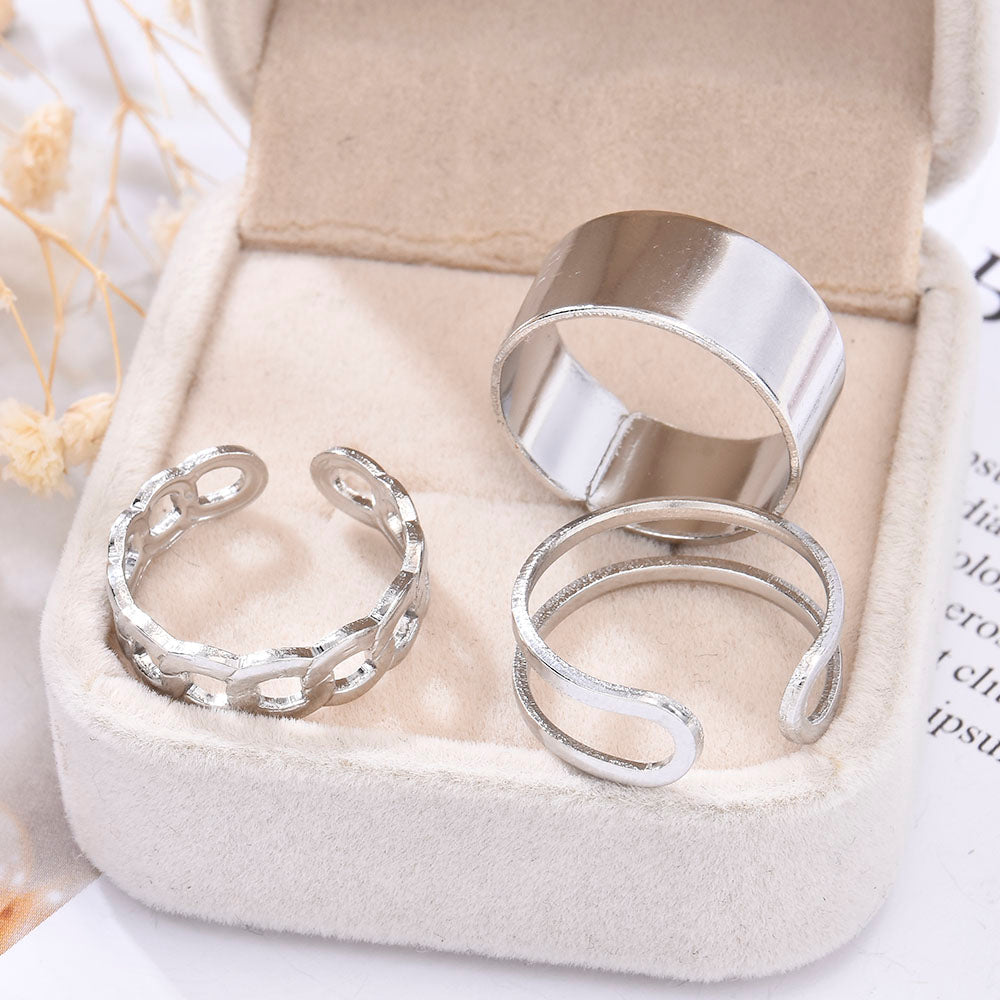 Fashion Punk Simple Design Vintage Gold Color Joint Rings Sets