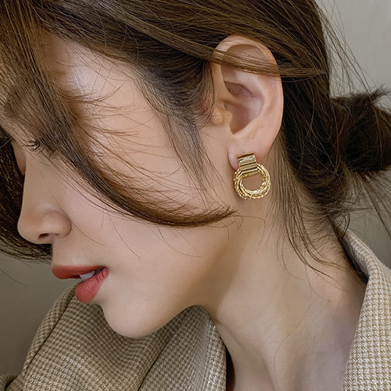 Geometric Rhinestone Crystal Pendant Hoop Earrings for Women