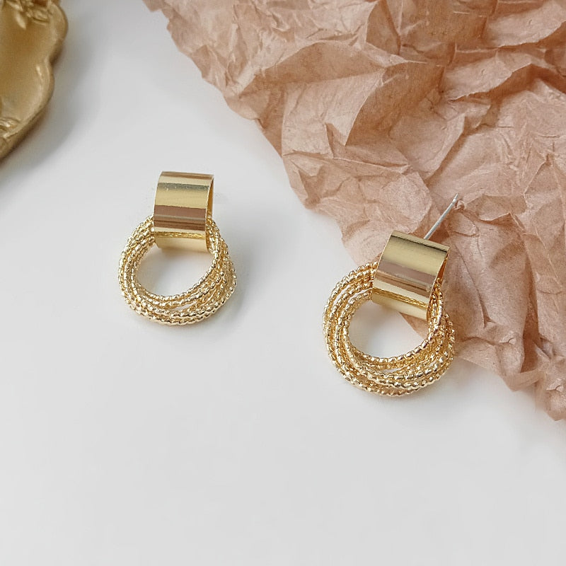 Geometric Rhinestone Crystal Pendant Hoop Earrings for Women