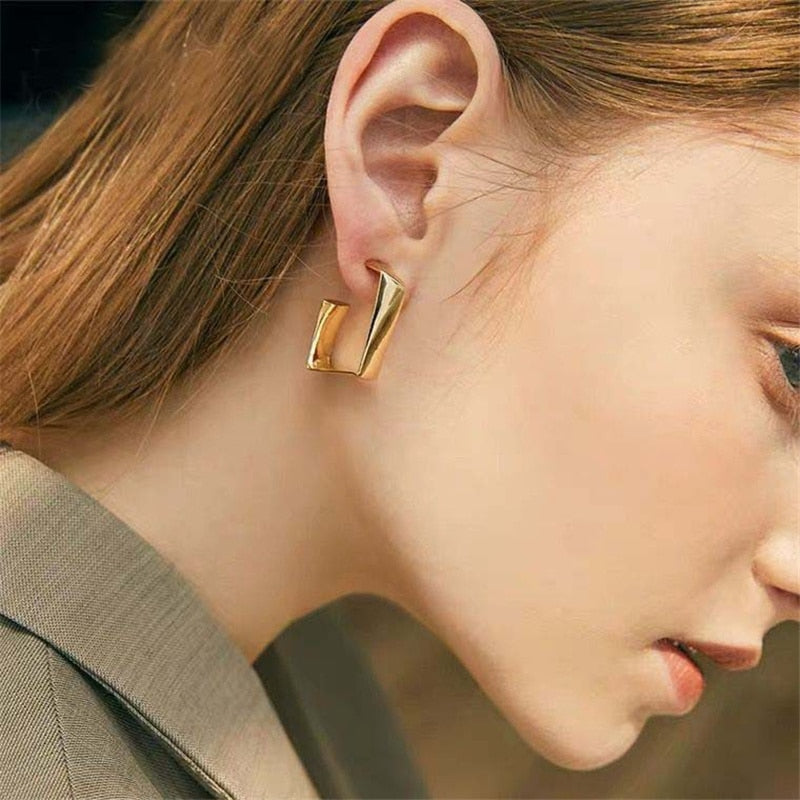 Geometric Rhinestone Crystal Pendant Hoop Earrings for Women