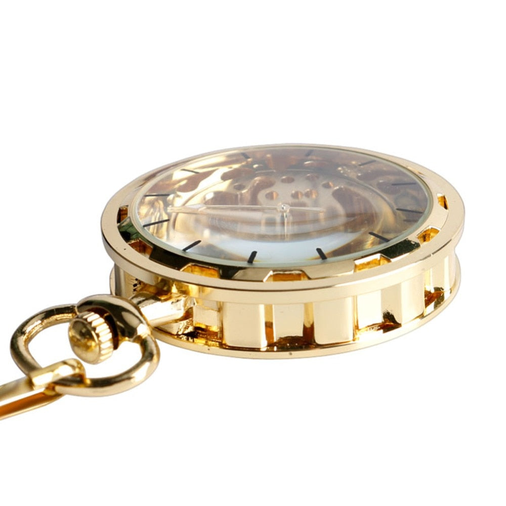 Vintage Watch Necklace Steampunk Skeleton Mechanical Fob Pocket Watch