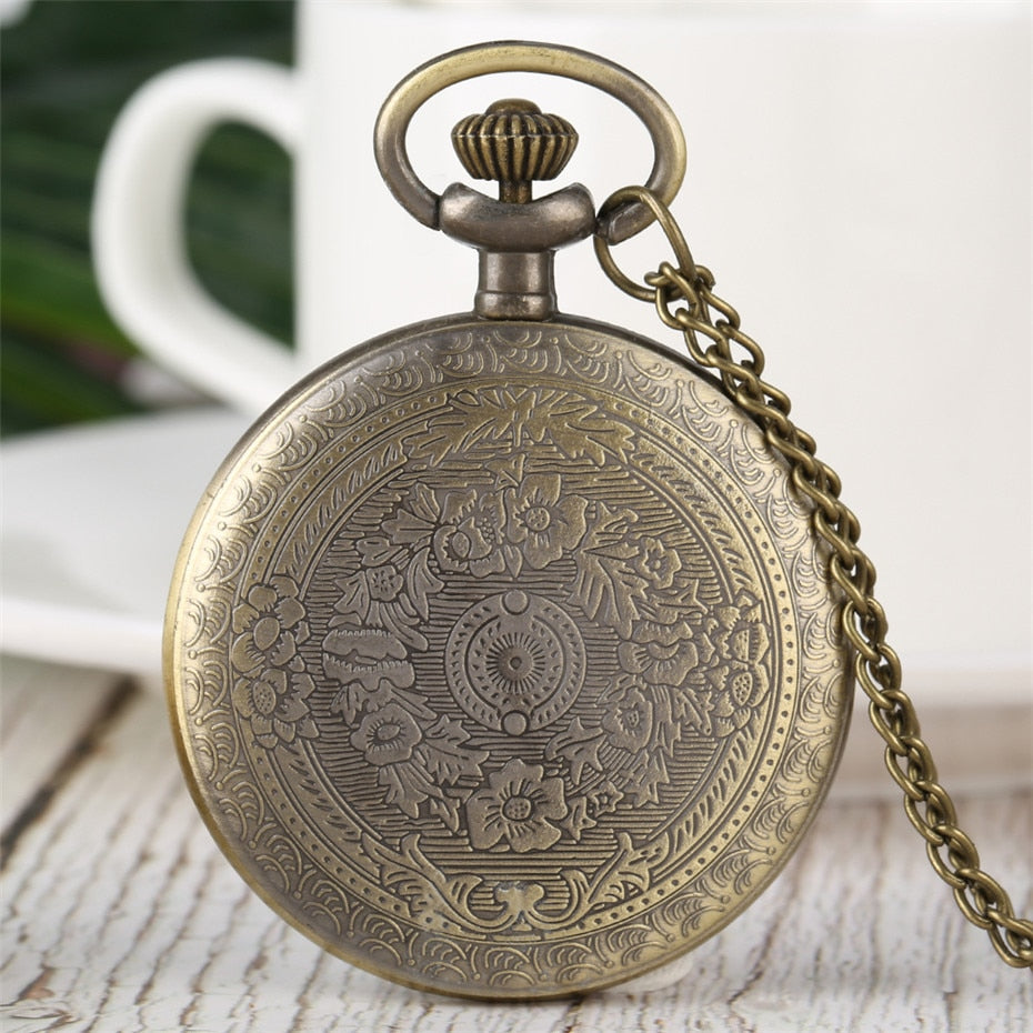 Bronze Retro Roman Numerals Display Quartz Pocket Watch