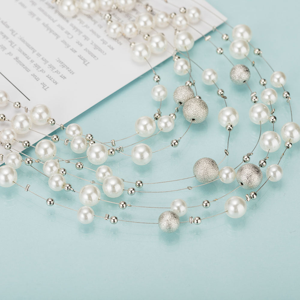 New Fashion Gold Multi Layer Chains Imitation Pearl Jewelry Sets
