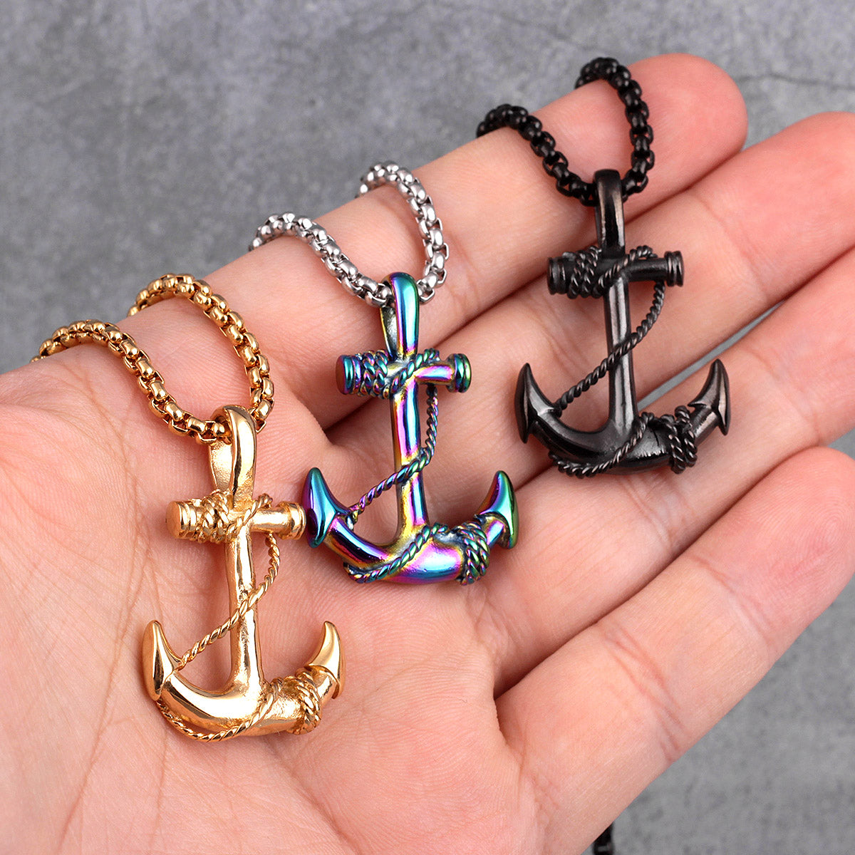 Stainless Steel Sea Anchor Sailor Man Men Necklaces
