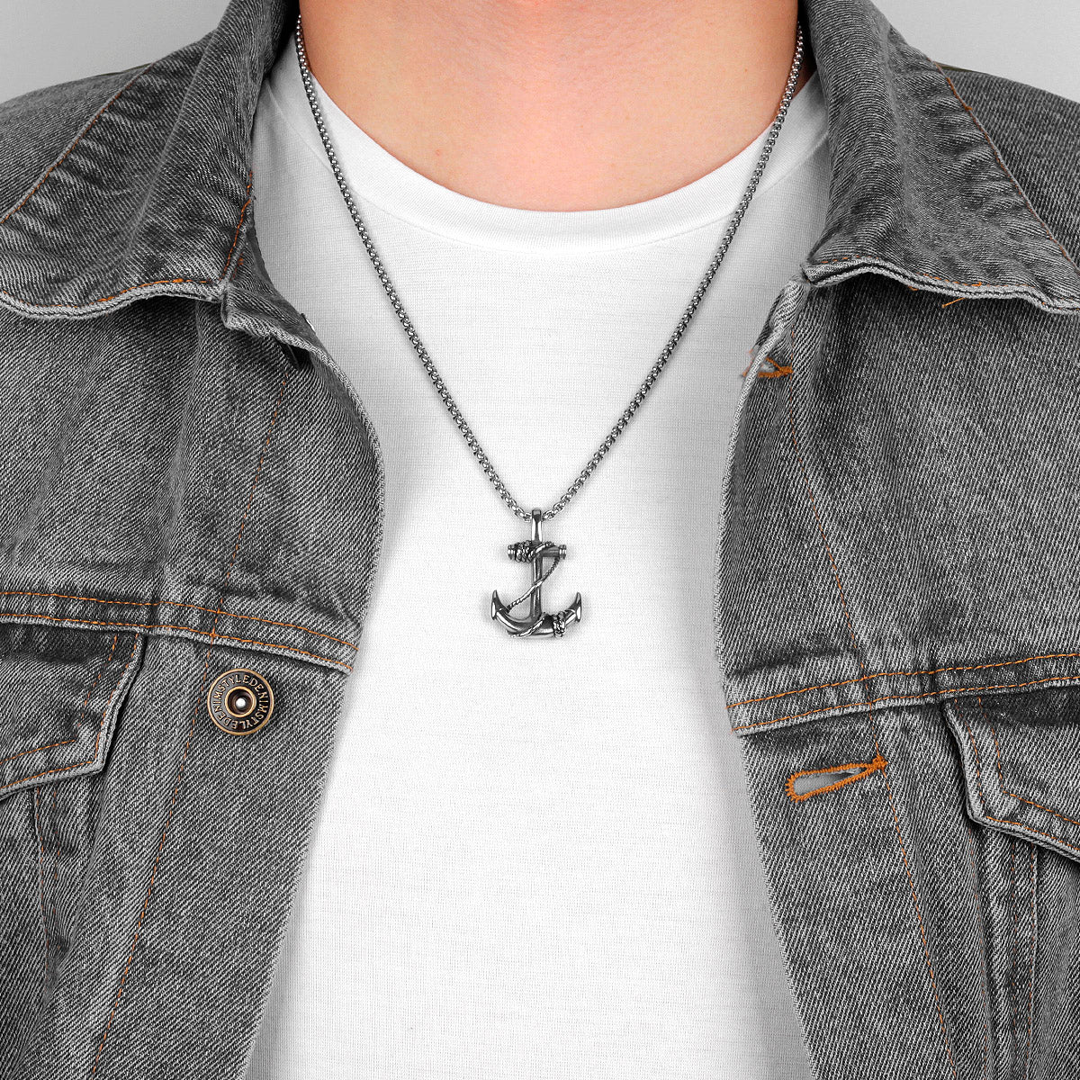Stainless Steel Sea Anchor Sailor Man Men Necklaces
