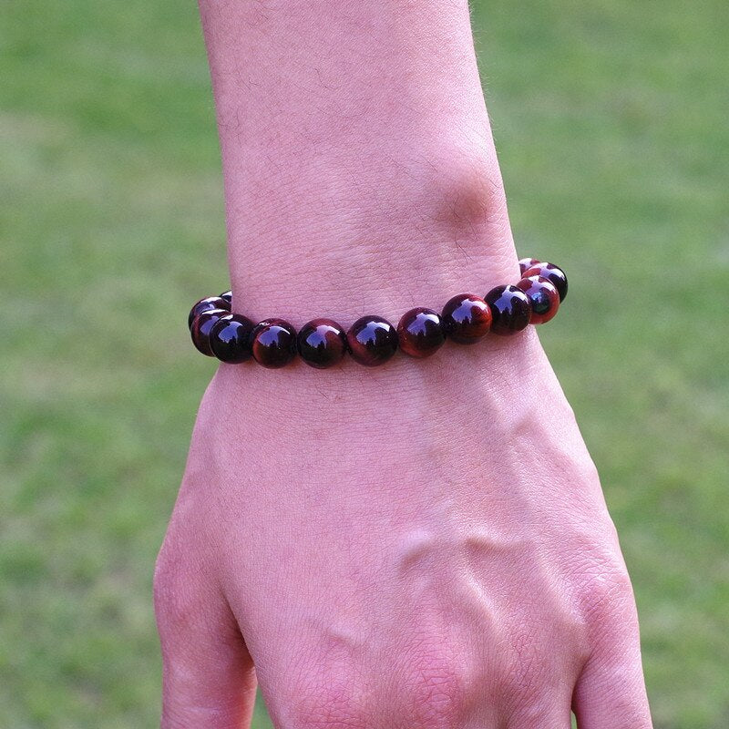 10mm Red Tiger Eye Beads Bracelet