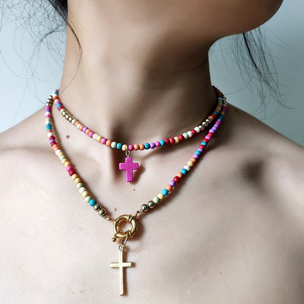 Long Cross Pendant Necklace
