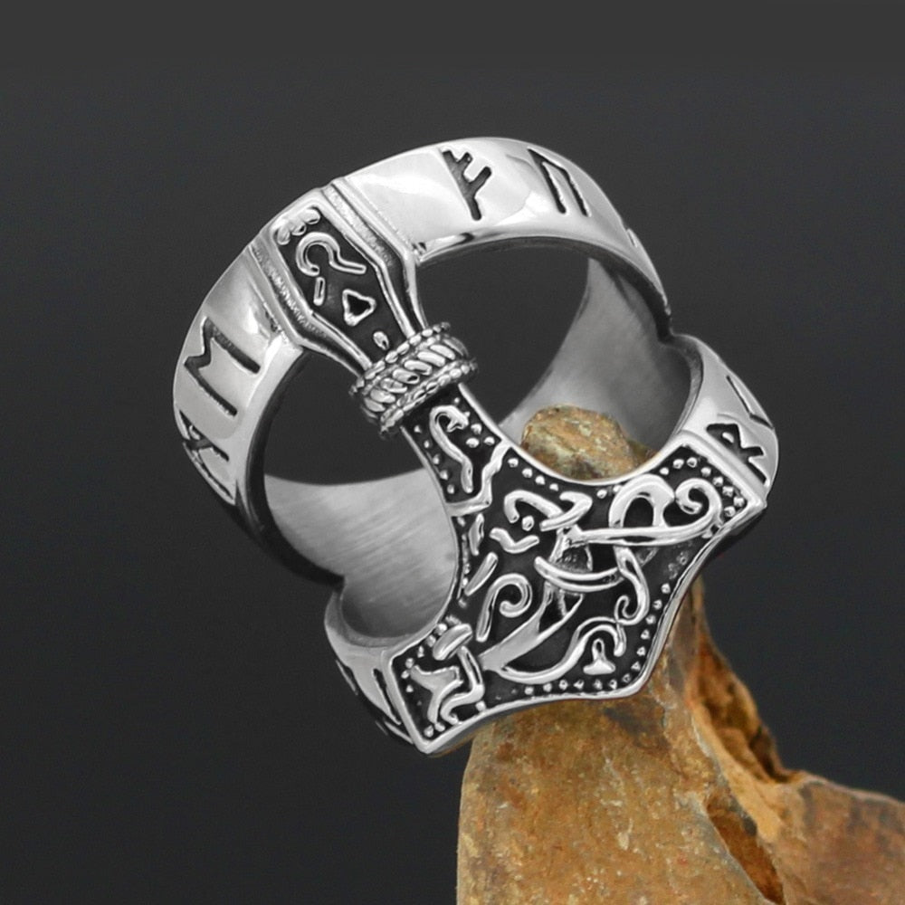 Odin Norse Viking Amulet Rune Index Ring