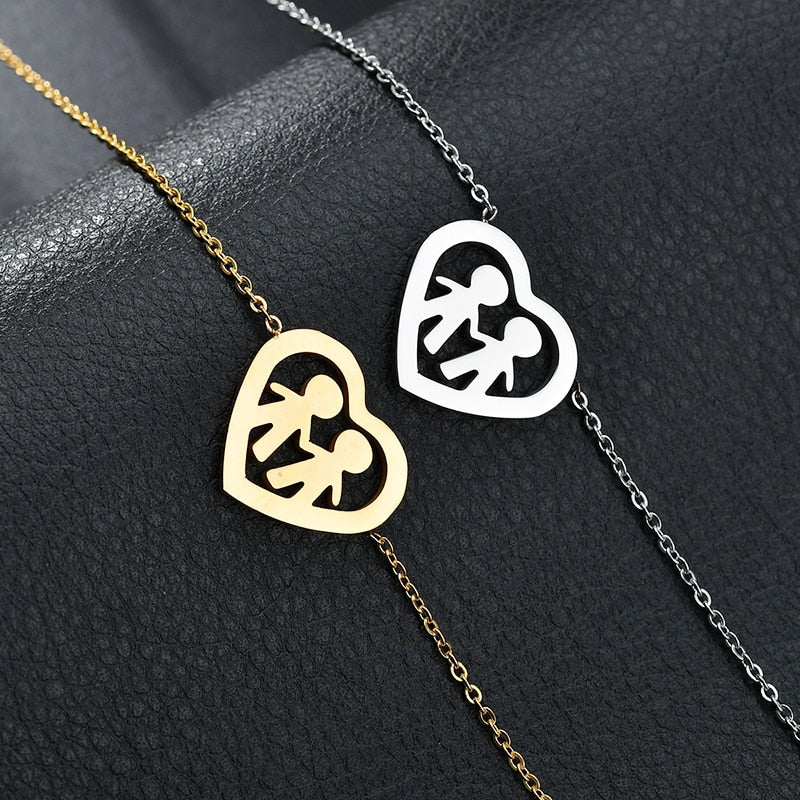 Cute Stainless Steel Mom Dad Kids Family Bracelets