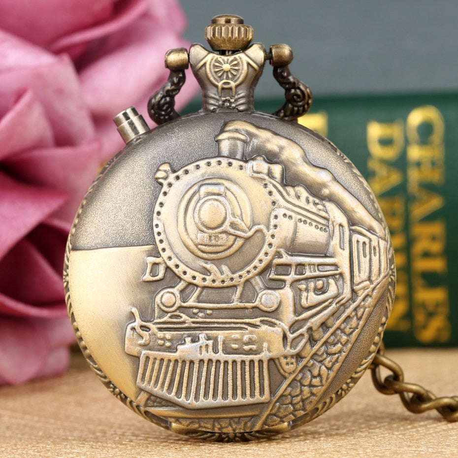 LED Flash Luminous Vintage Dial Quartz Pocket Watch