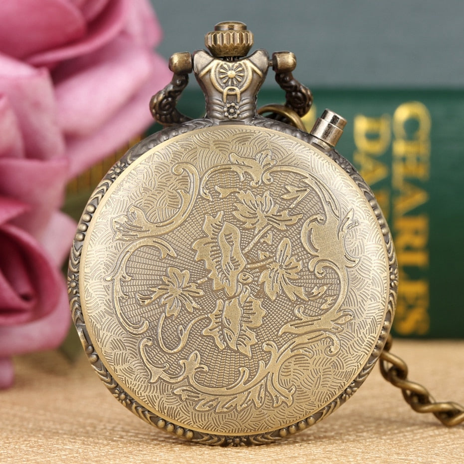 LED Flash Luminous Vintage Dial Quartz Pocket Watch