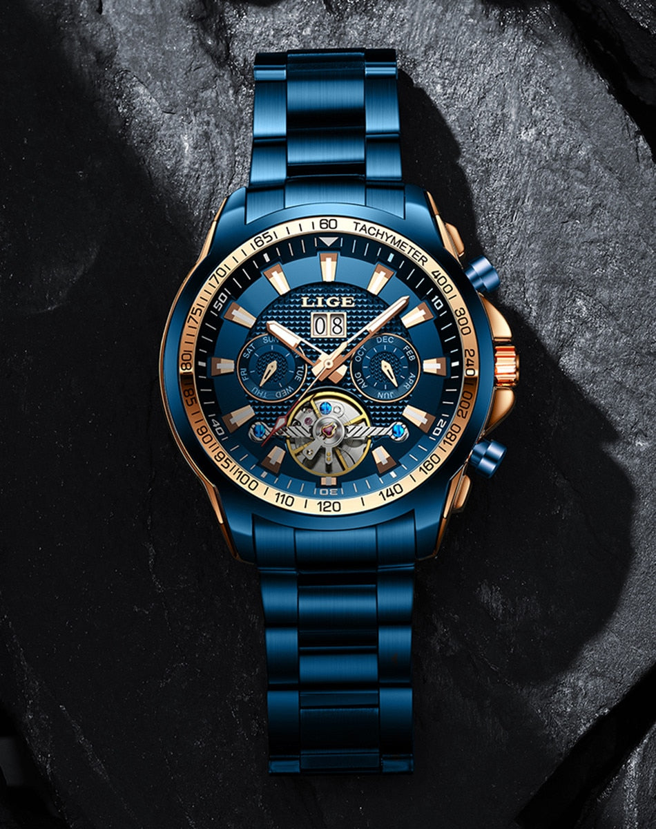 Sapphire Glass Automatic Watch Men  Full Steel Sport Mechanical Watch
