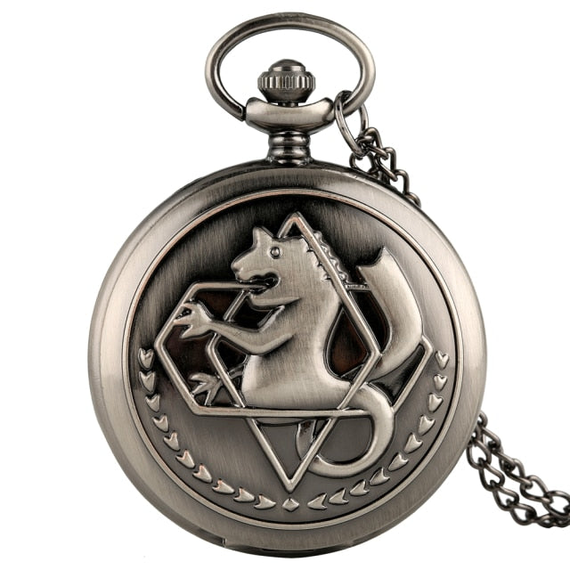 Fashion Full Metal Alchemist Copper Quartz Pocket Watch