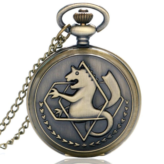 Fashion Full Metal Alchemist Copper Quartz Pocket Watch