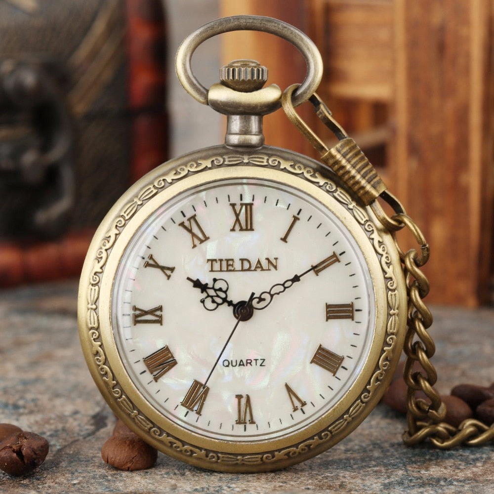 Shell Dial Pocket Watch Necklace