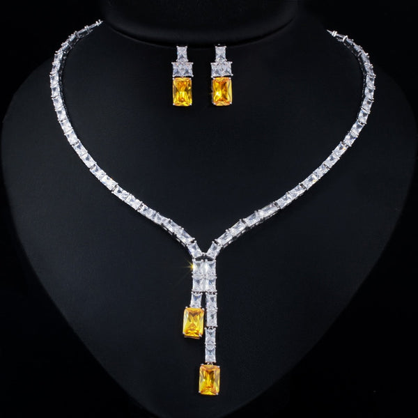Conjunto de joyería de boda con collar de circonita para mujer