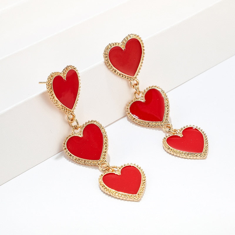 Love Heart Long Dangle Earrings For Women