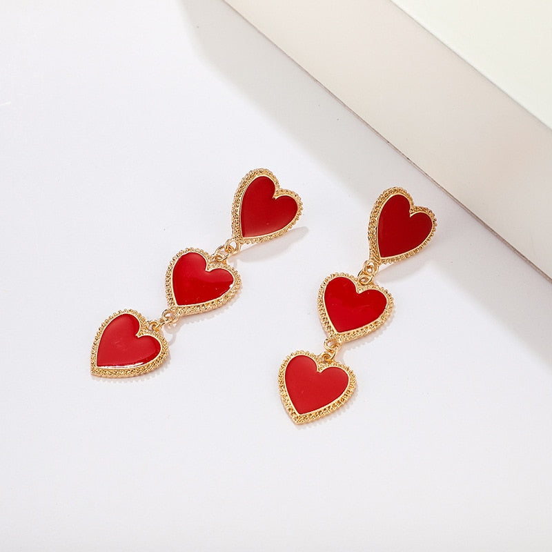 Love Heart Long Dangle Earrings For Women