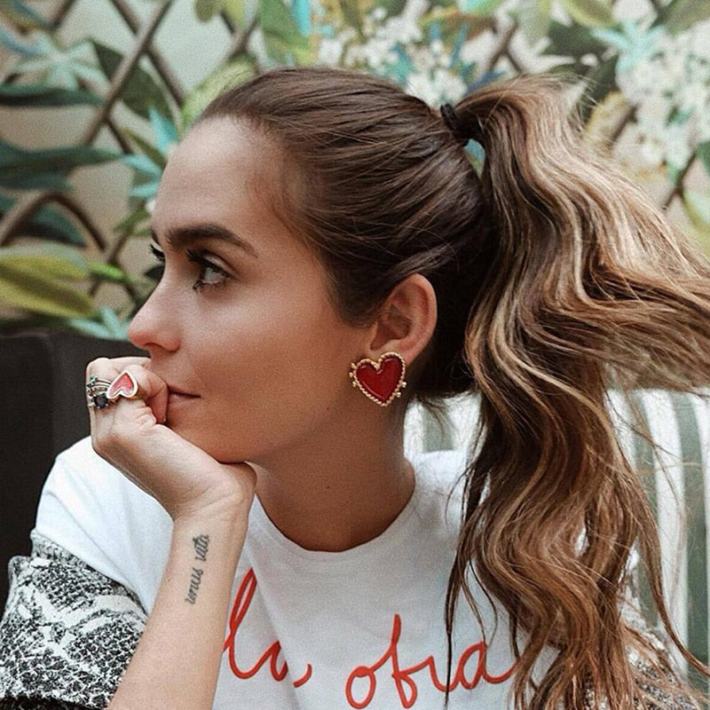 Love Heart Long Dangle Earrings For Women