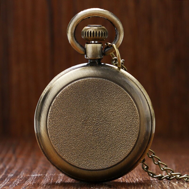Bronze Roman Pocket Watch Antique Numerals Chain Necklace Pendant
