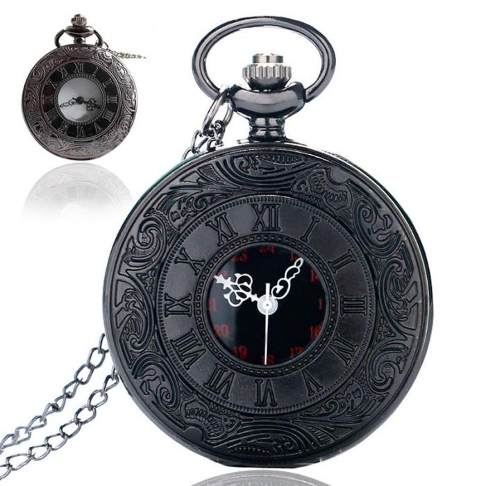 Dual Display Clamshell Rome Retro Hollow Imitation Mechanical Pocket Watch