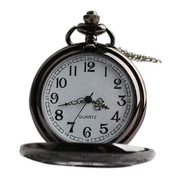 Dual Display Clamshell Rome Retro Hollow Imitation Mechanical Pocket Watch