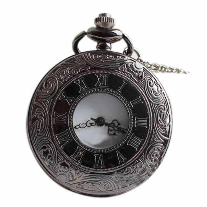 Dual Display Clamshell Rome Retro Hollow Imitation Mechanical Pocket Watch