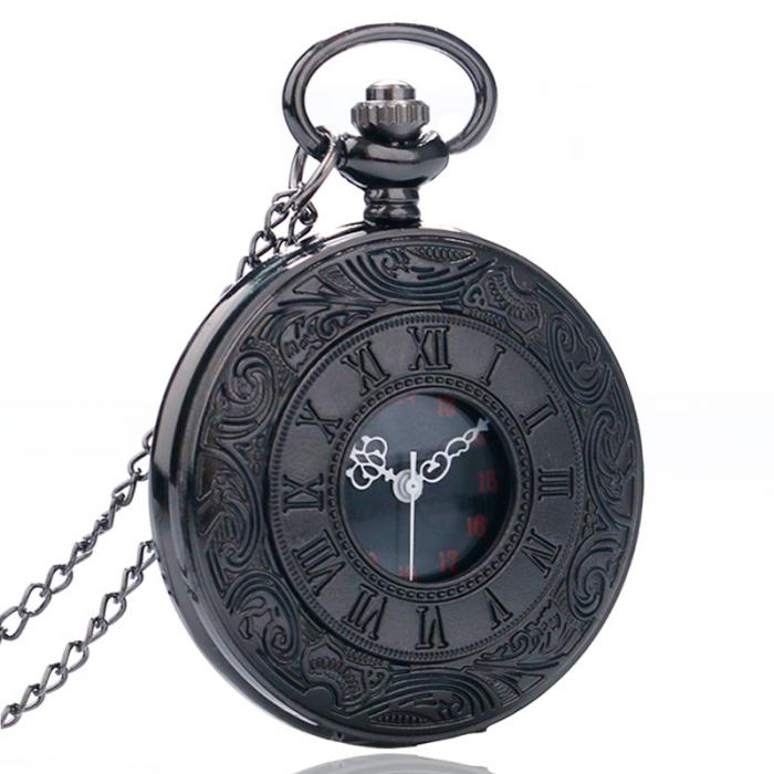 Dual Display Clamshell Rome Retro Hollow Imitation Mechanical Pocket Watch