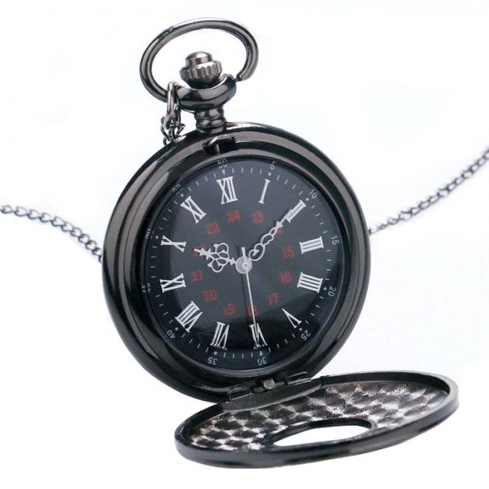 Dual Display Clamshell Rome Retro Hollow Imitation Mechanical Pocket Watch