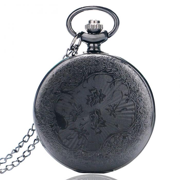Dual Display Clamshell Rome Retro Hollow Imitation Mechanical Pocket Watch