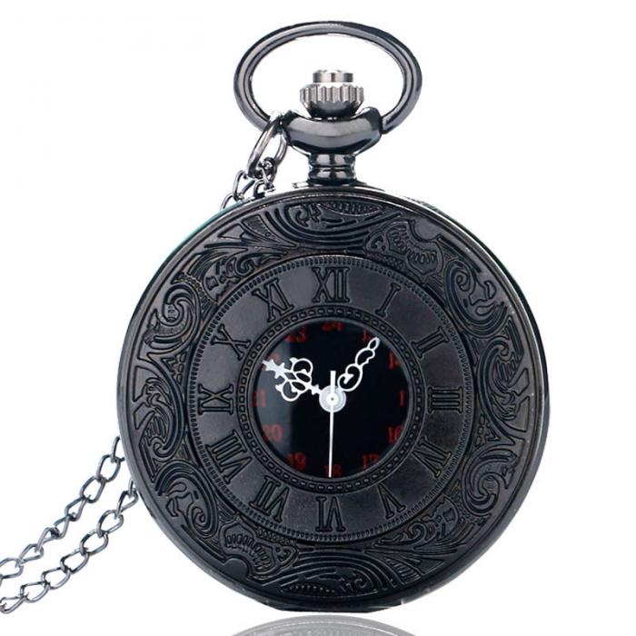 Dual Display Clamshell Rome Retro Hollow Imitation Mechanical Pocket Watch