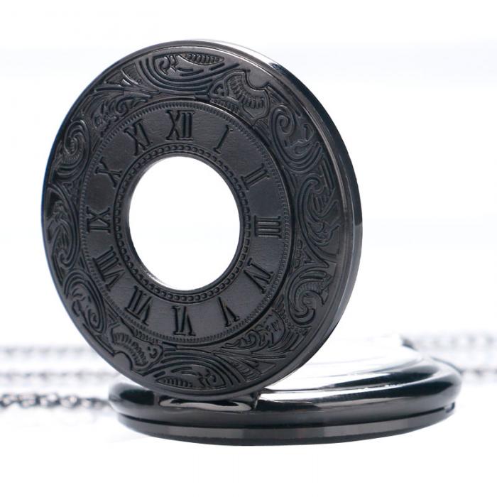 Dual Display Clamshell Rome Retro Hollow Imitation Mechanical Pocket Watch