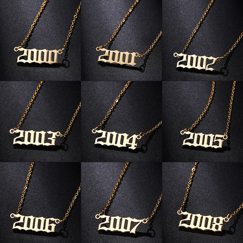 Stainless Steel Birth Year Necklaces