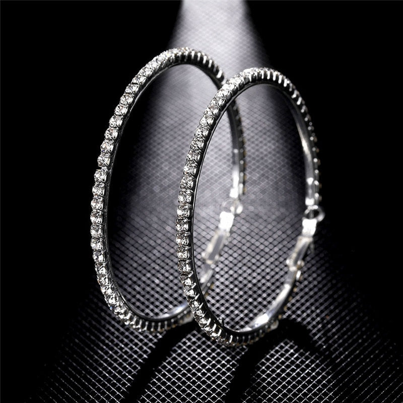 20-60mm Large Circle Crystal Hoop Earrings