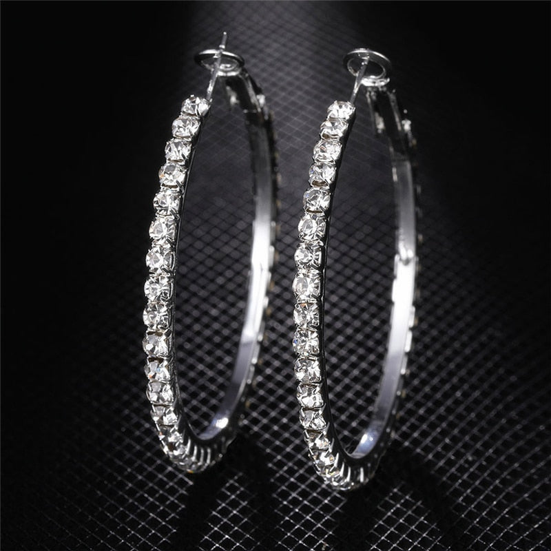 20-60mm Large Circle Crystal Hoop Earrings