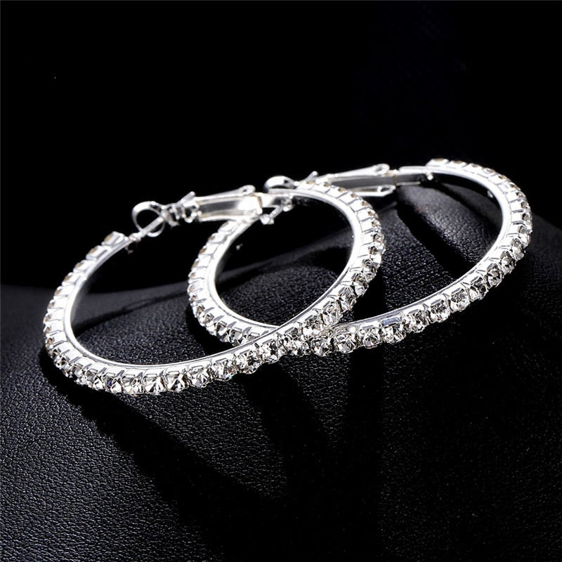 20-60mm Large Circle Crystal Hoop Earrings