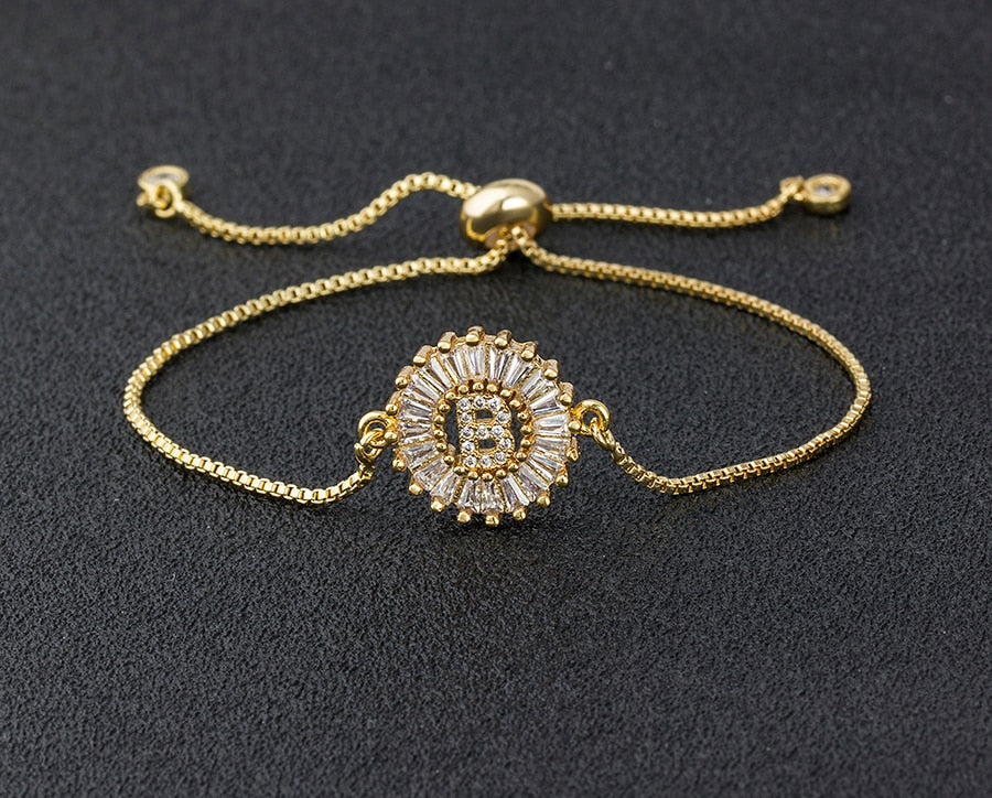 Setting Cubic Zircon Letter Bracelets