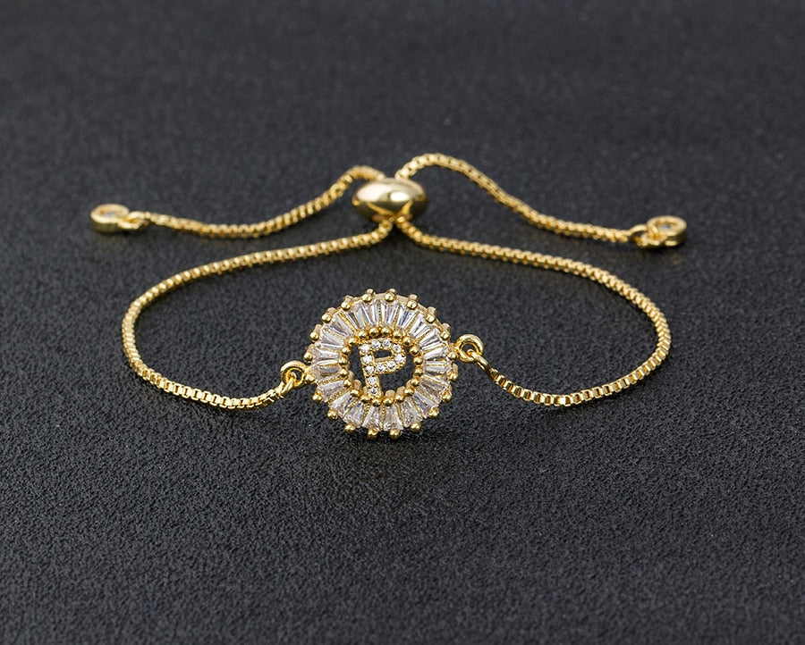 Setting Cubic Zircon Letter Bracelets