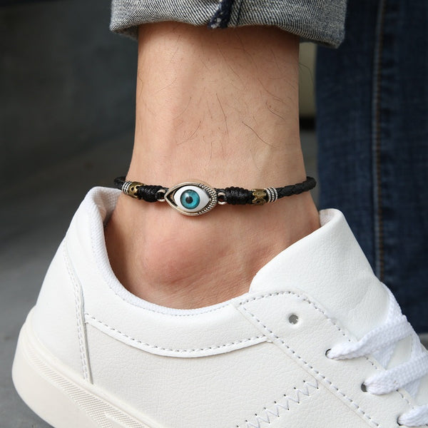 Joyería turca de la suerte con ojo azul para el pie hecha a mano para hombres