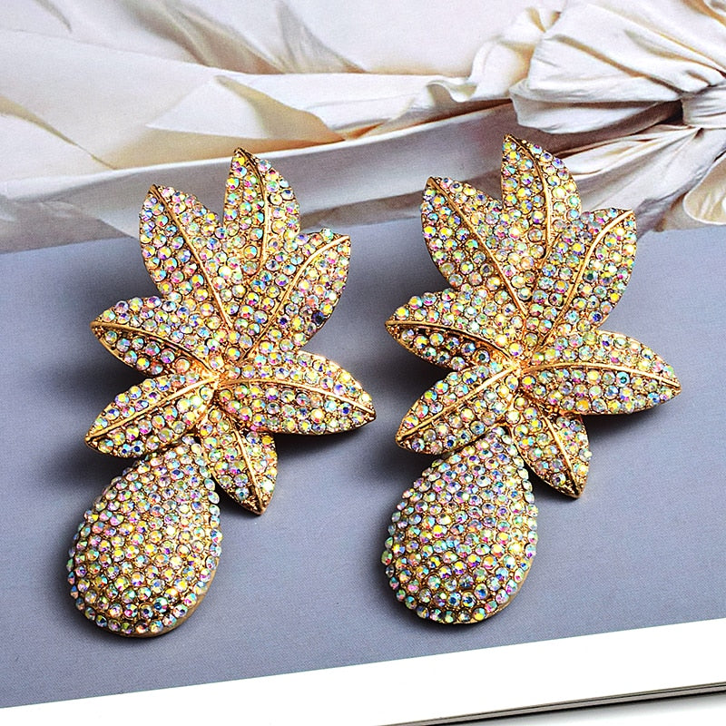 New Long Gold Metal Flower Drop Earrings