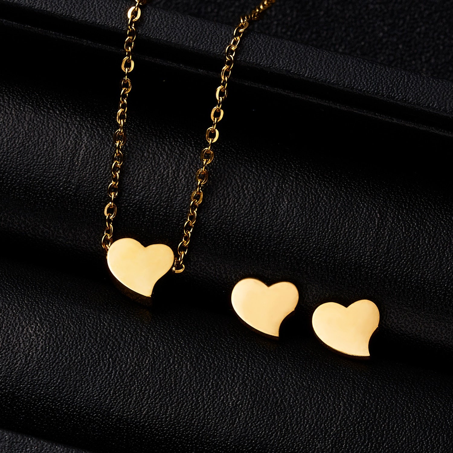 Classic Stainless Steel Pendant Necklace Earrings Sets
