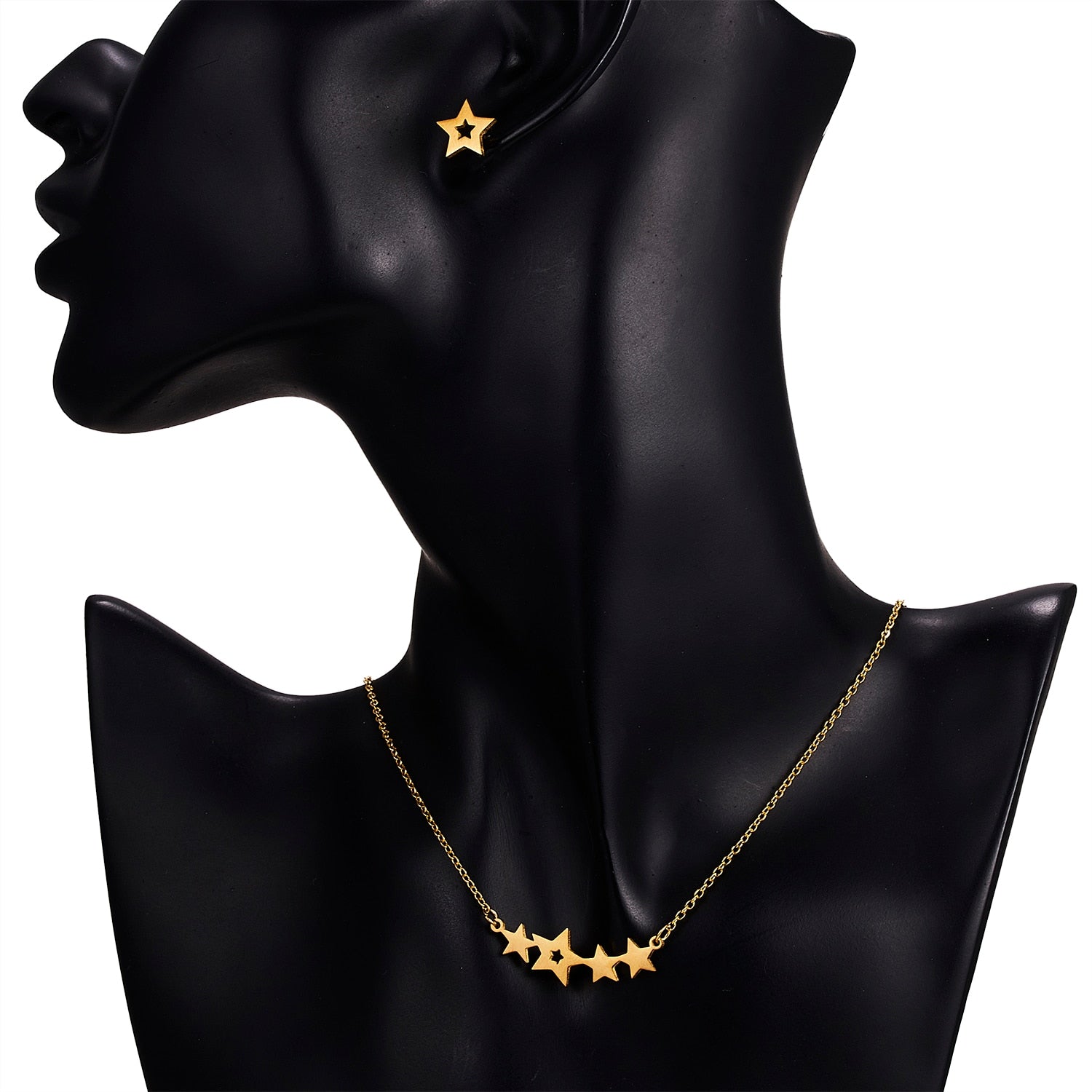 Classic Stainless Steel Pendant Necklace Earrings Sets