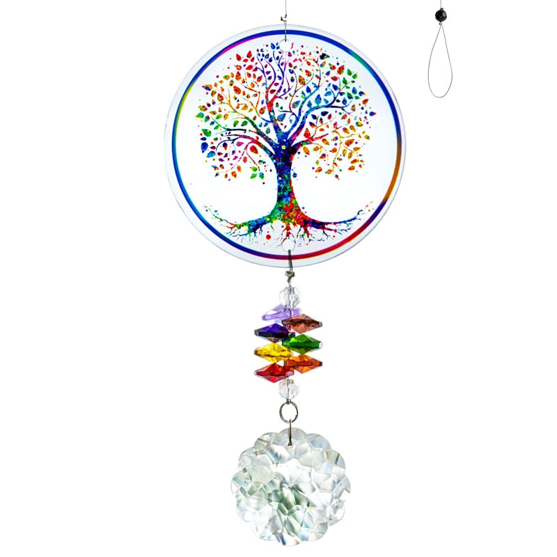 Chakra Tree of Life Suncatcher Handmade Crystal Mandala Prism